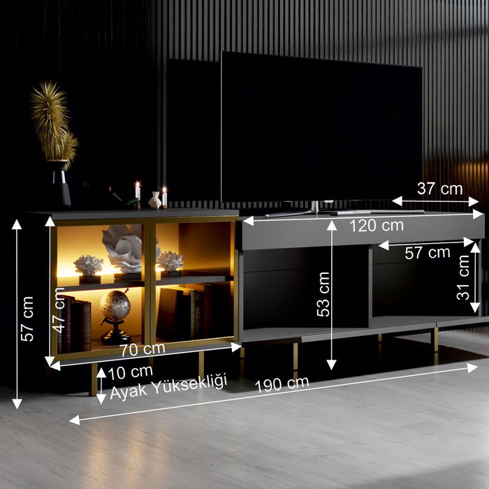 Hanah Home Vienna Soporte para TV Antracita y Dorado